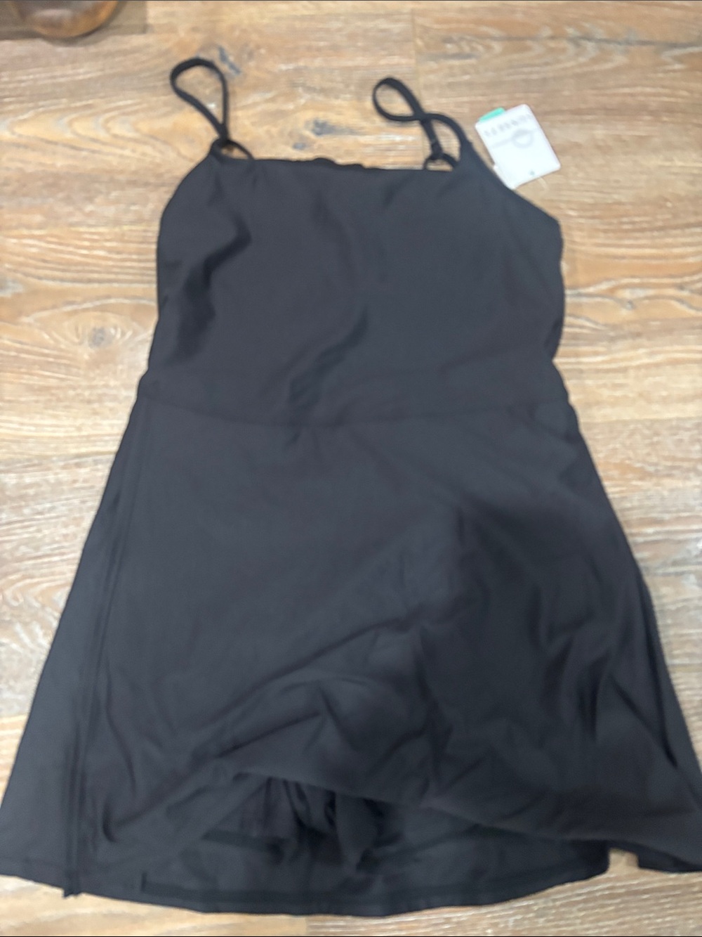 Black One-Piece Swim Dress with Adjustable Straps